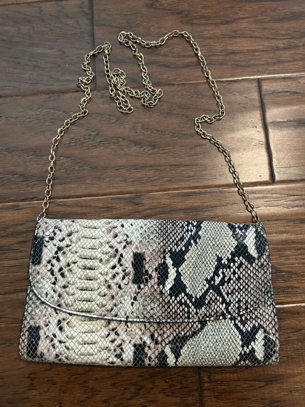 Nordstrom Leather Snake-Print Chain Crossbody